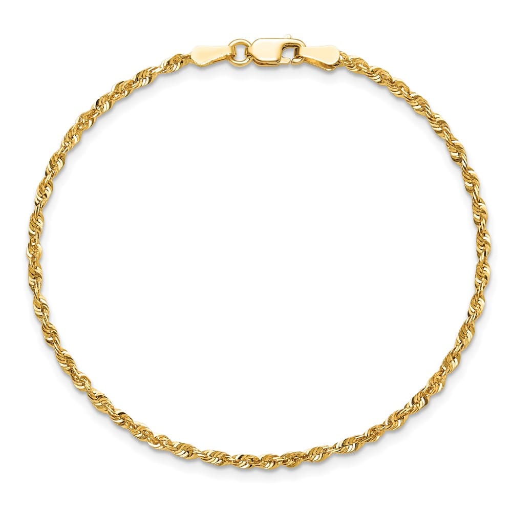 14K Yellow Gold 2mm Ultra D.C. Rope with Lobster Clasp Anklet