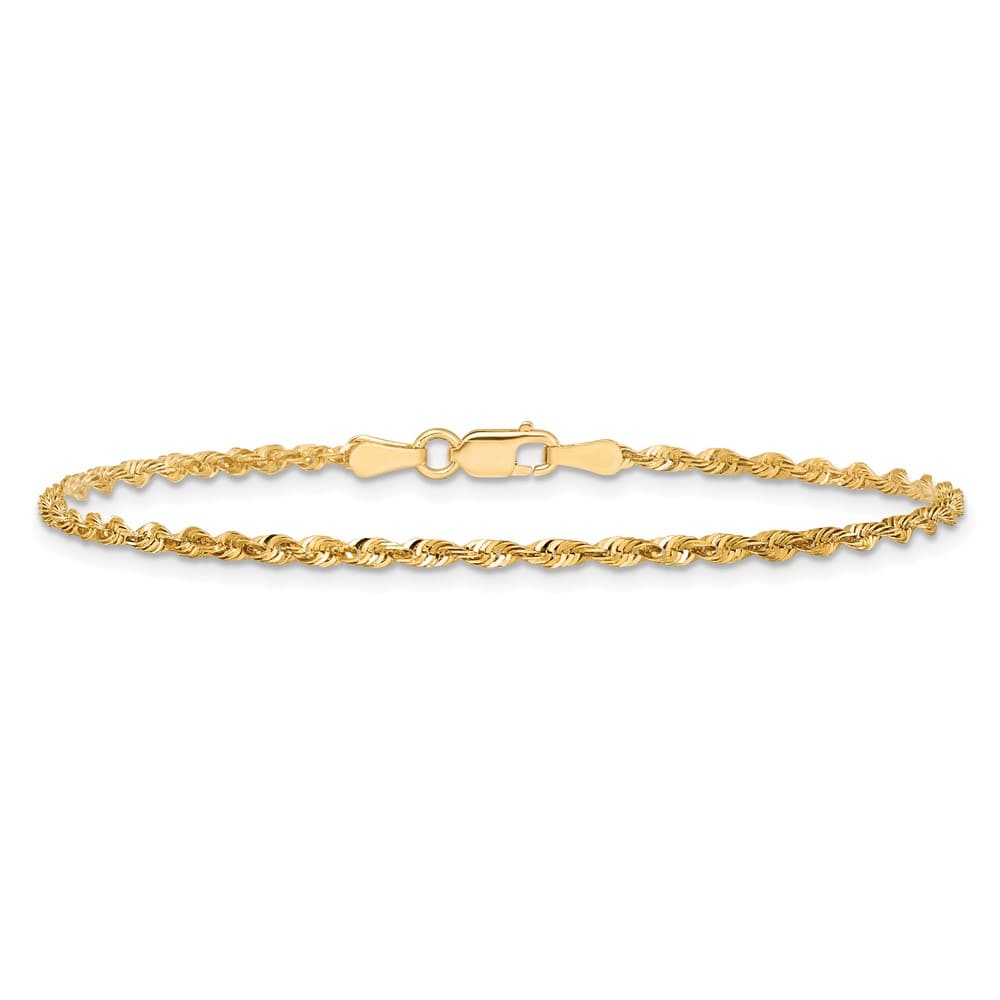 14K Yellow Gold 2mm Ultra D.C. Rope with Lobster Clasp Anklet
