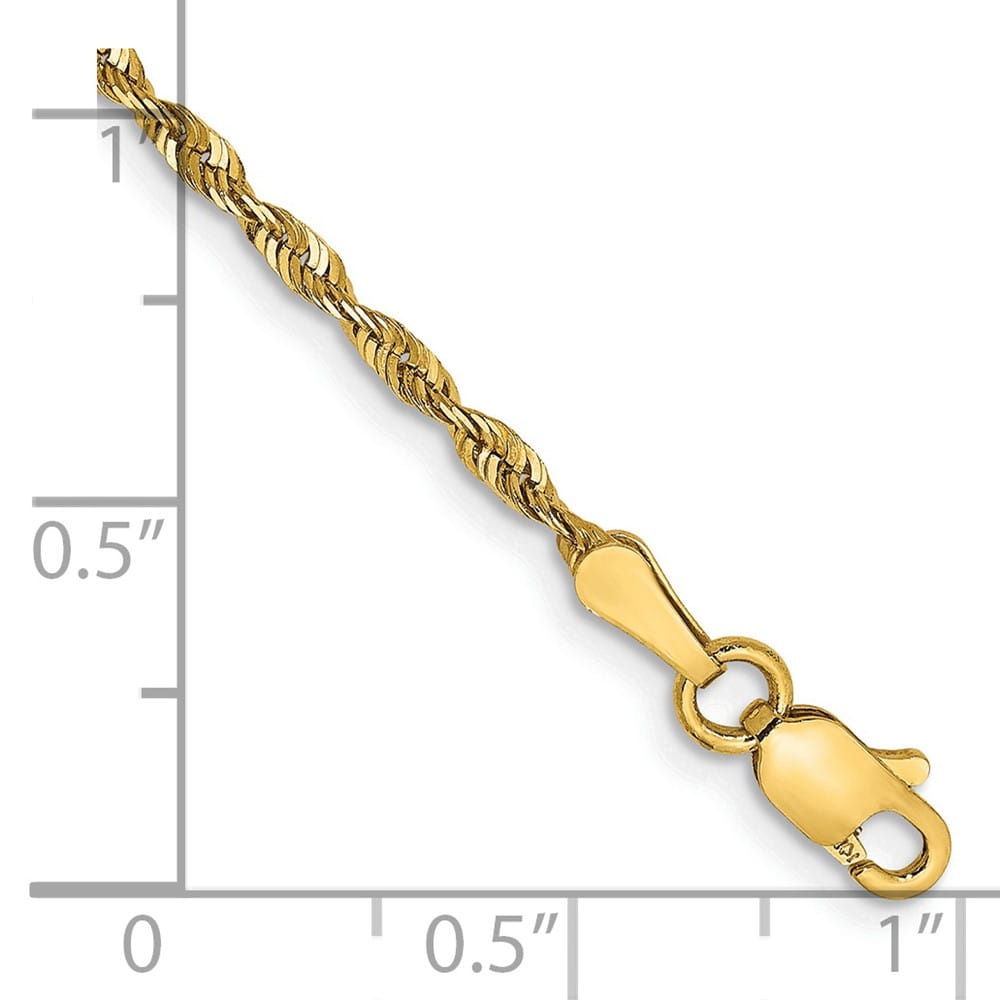 14K Yellow Gold 2mm Ultra D.C. Rope with Lobster Clasp Anklet
