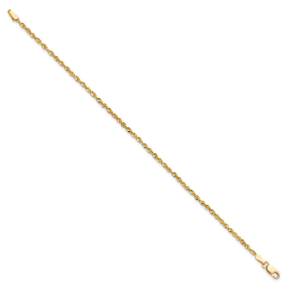 14K Yellow Gold 2mm Ultra D.C. Rope with Lobster Clasp Anklet
