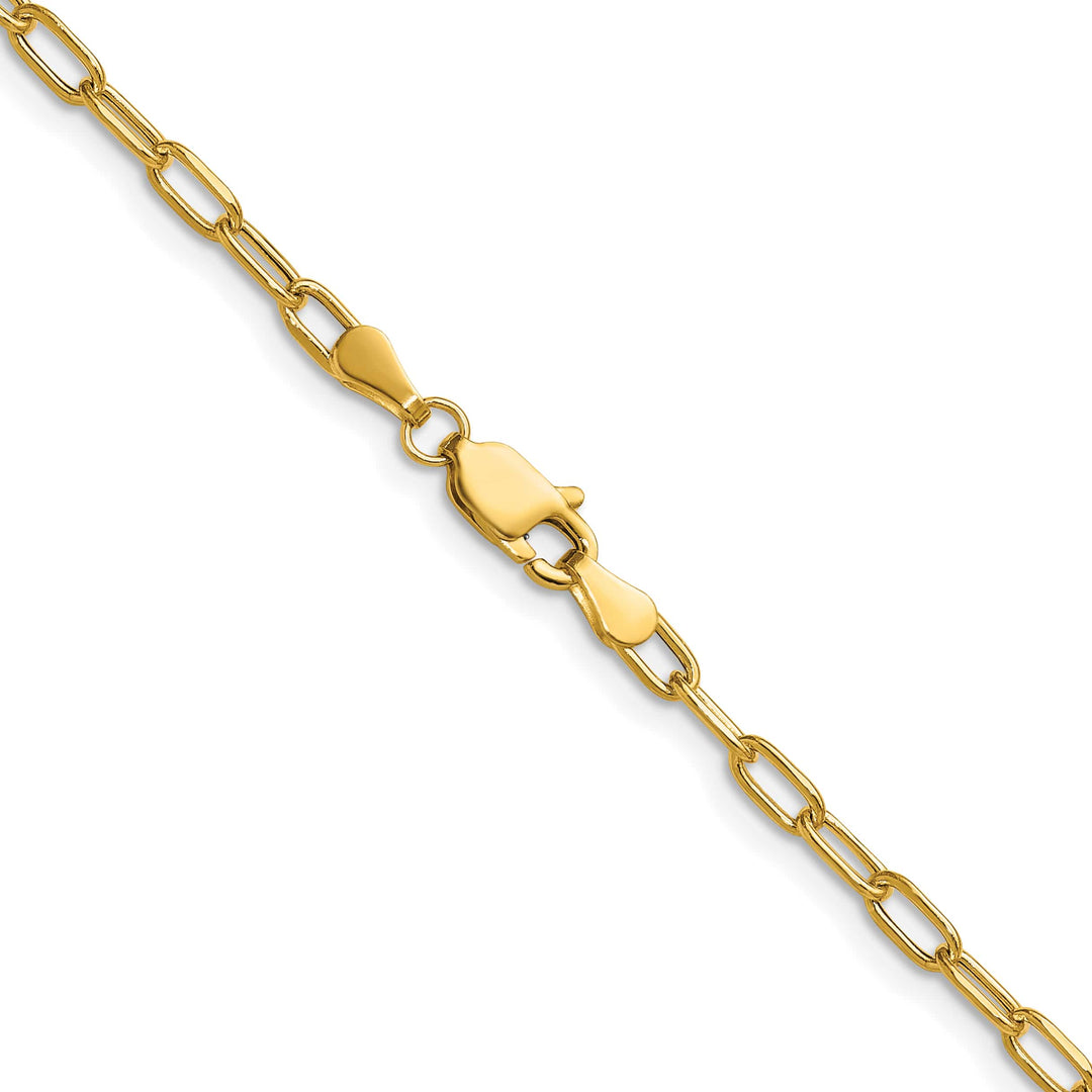 14K Yellow Gold 3.0mm Semi-Solid Beveled Paperclip Chain 26 Inch