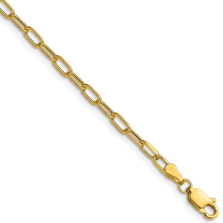 14K Yellow Gold 3.0mm Semi-Solid Beveled Paperclip Chain 26 Inch