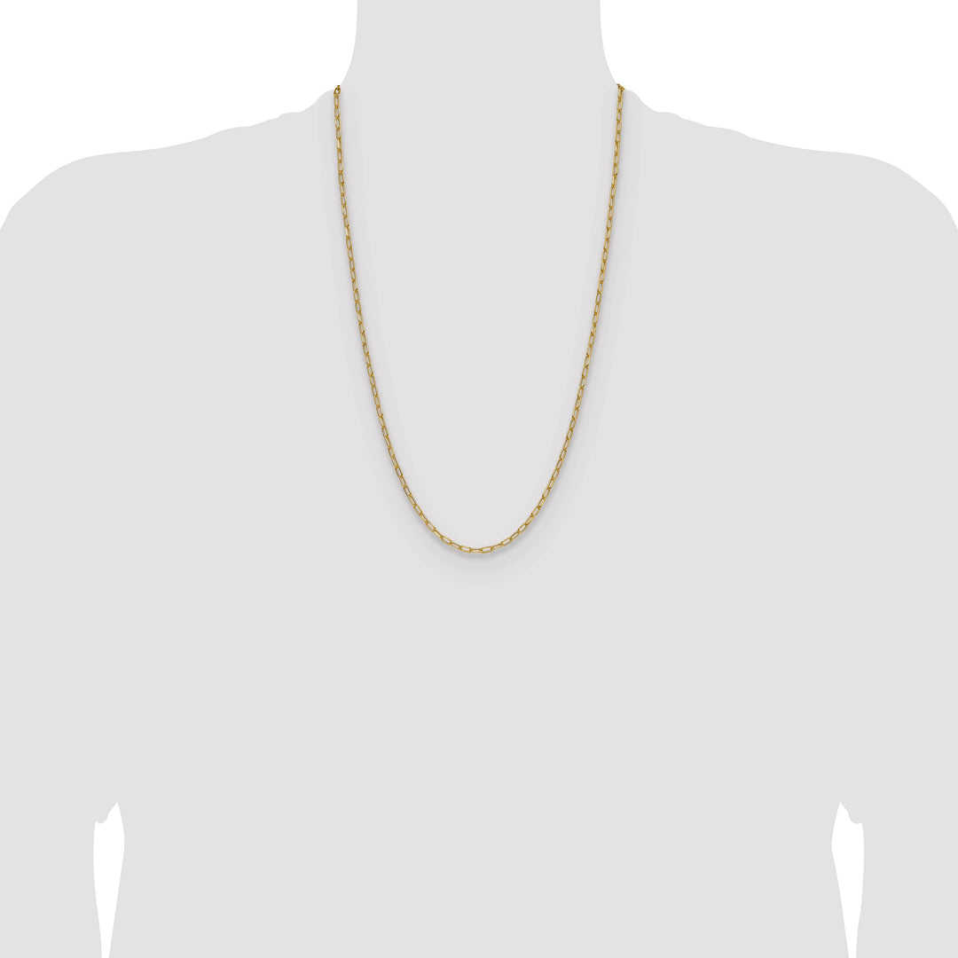 14K Yellow Gold 3.0mm Semi-Solid Beveled Paperclip Chain 26 Inch