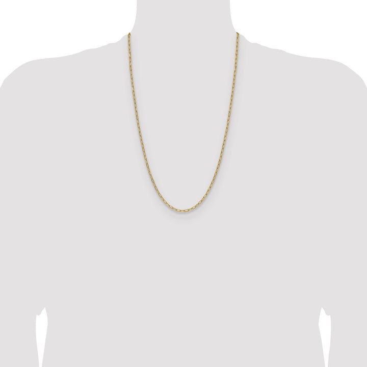 14K Yellow Gold 3.0mm Semi-Solid Beveled Paperclip Chain 26 Inch