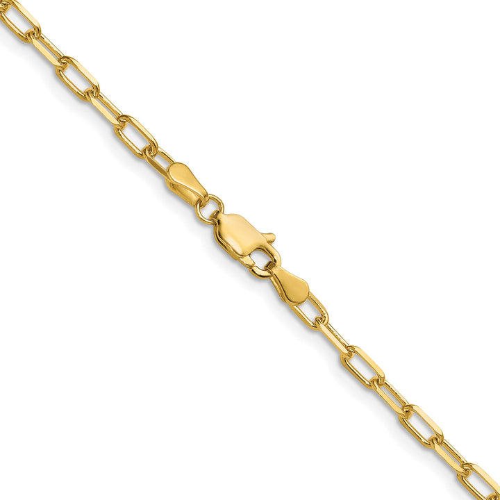 14K Yellow Gold 3.0mm Solid Beveled Paperclip Chain 26 Inch