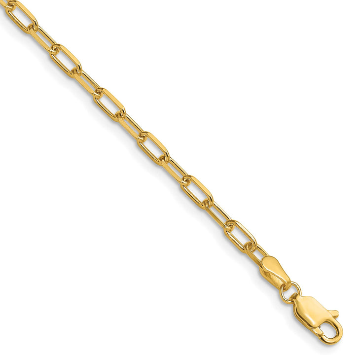 14K Yellow Gold 3.0mm Solid Beveled Paperclip Chain 26 Inch