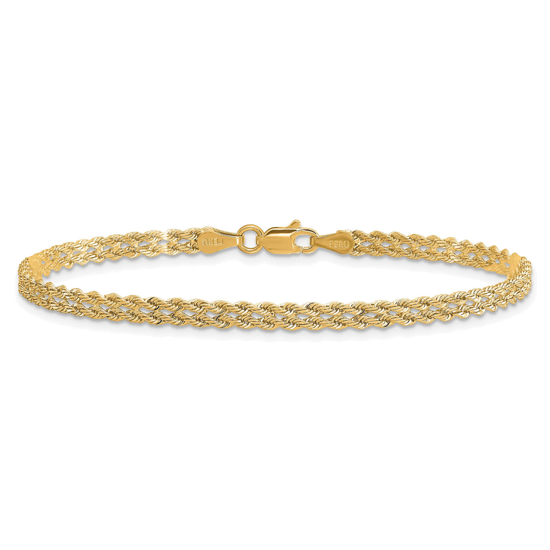 14K Yellow Gold 3.0mm Wide D.C. Double Rope Bracelet 7 Inch
