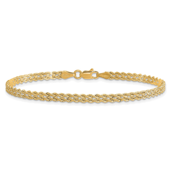 14K Yellow Gold 3.0mm Wide D.C. Double Rope Bracelet 7 Inch