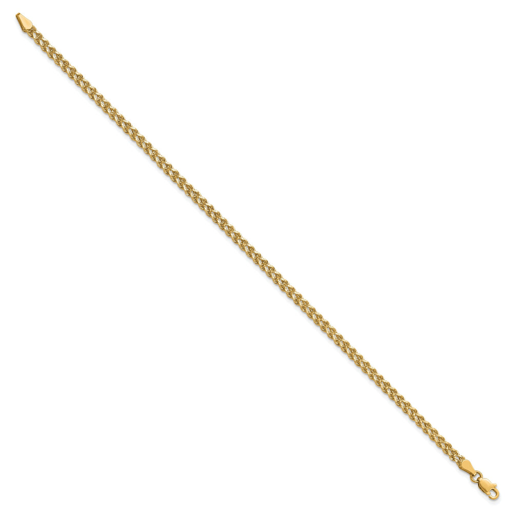 14K Yellow Gold 3.0mm Wide D.C. Double Rope Bracelet 7 Inch
