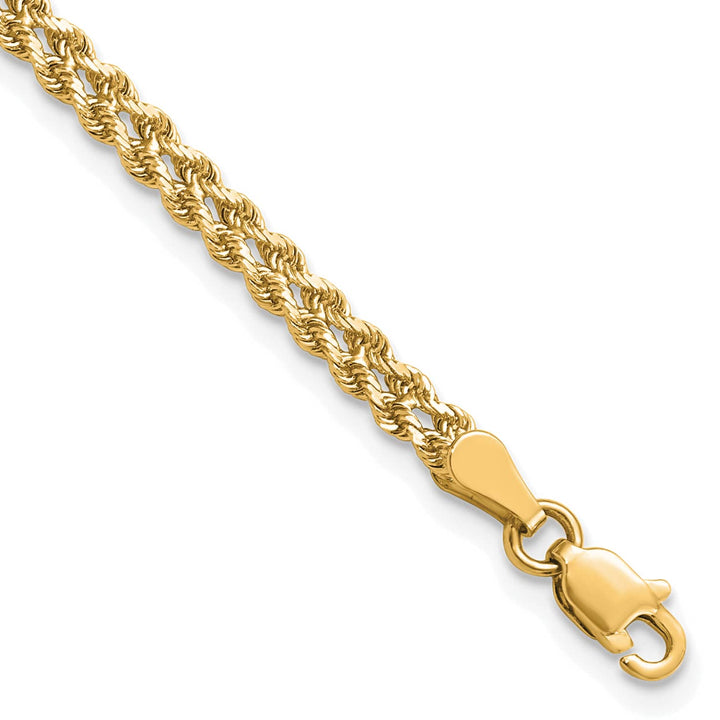 14K Yellow Gold 3.0mm Wide D.C. Double Rope Bracelet 7 Inch