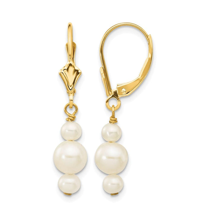 14K Yellow Gold 3-3.5mm and 5-5.5mm White Semi-Round Earrings