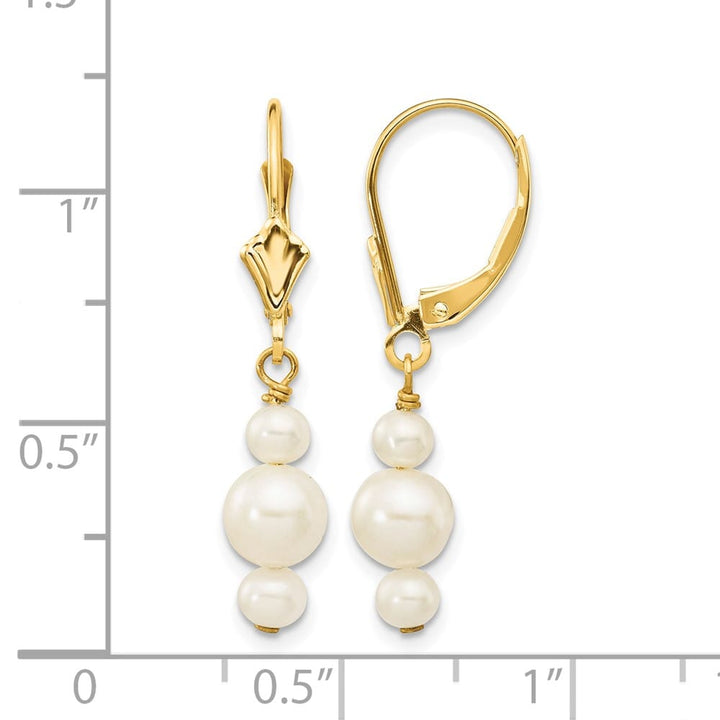 14K Yellow Gold 3-3.5mm and 5-5.5mm White Semi-Round Earrings