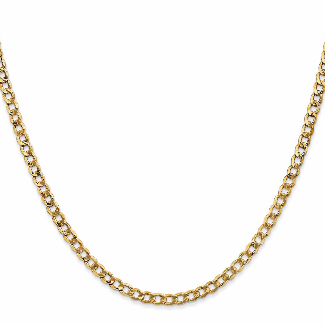 14K Yellow Gold 3.35mm Semi-Solid Curb Chain 28 Inch