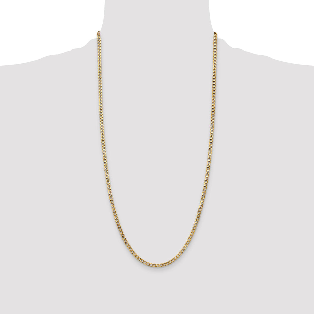 14K Yellow Gold 3.35mm Semi-Solid Curb Chain 28 Inch