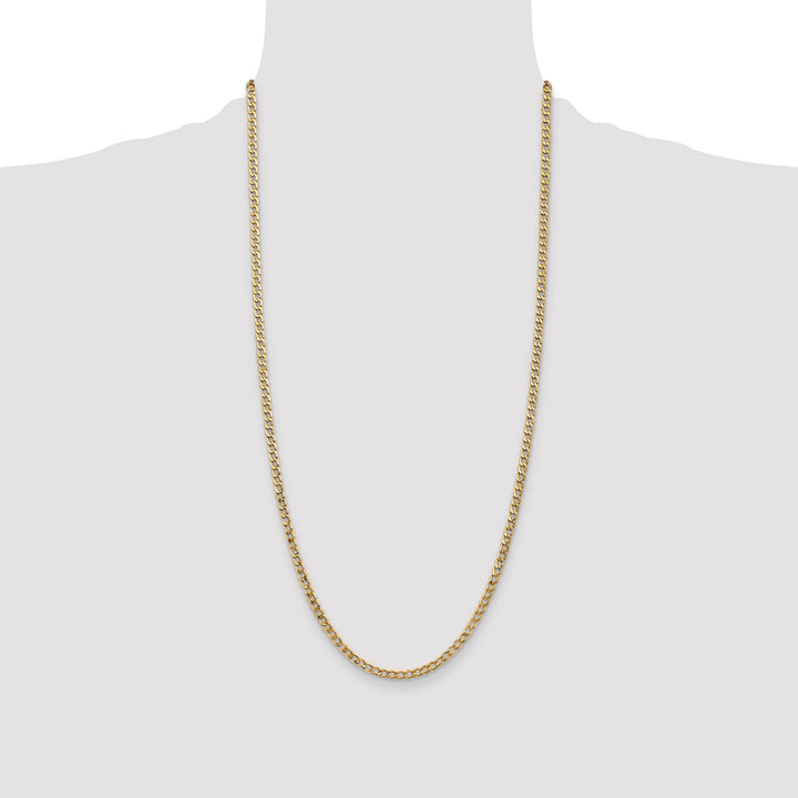 14K Yellow Gold 3.35mm Semi-Solid Curb Chain 28 Inch