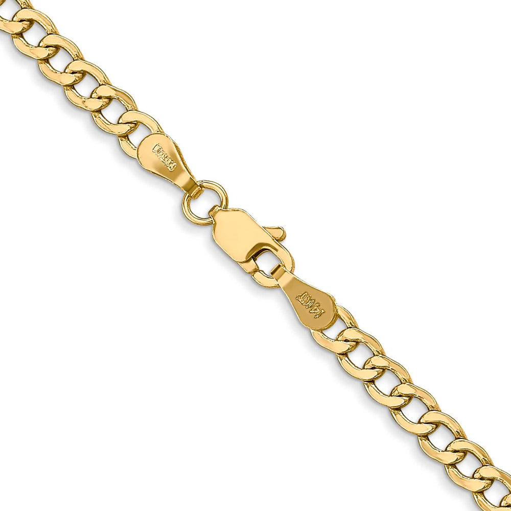 14K Yellow Gold 3.35mm Semi-Solid Curb Chain 28 Inch