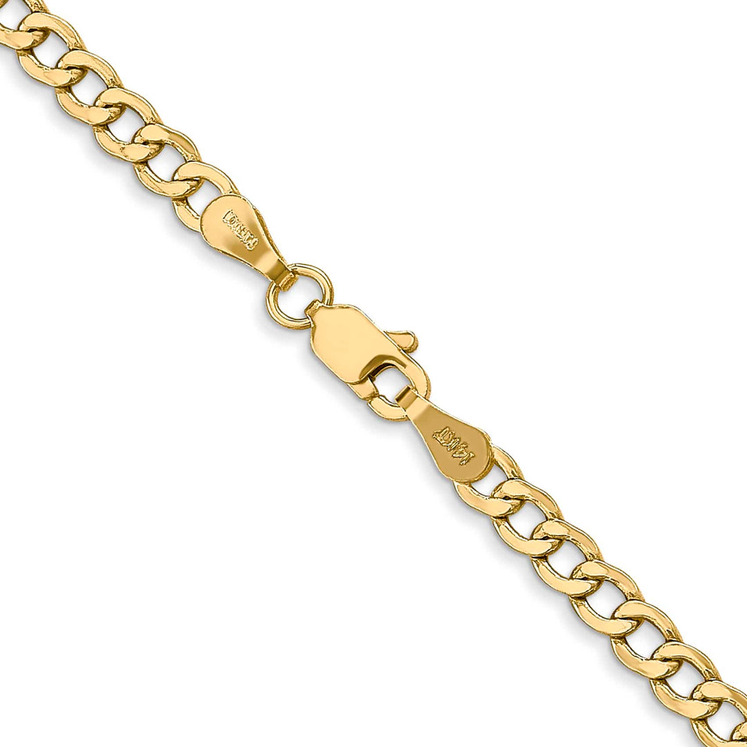 14K Yellow Gold 3.35mm Semi-Solid Curb Chain 28 Inch