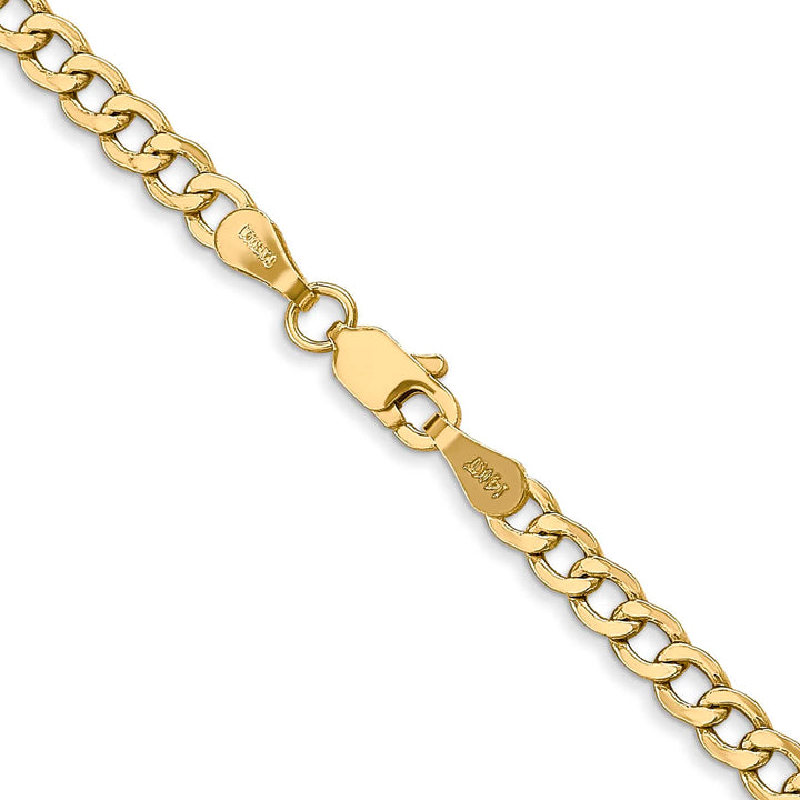 14K Yellow Gold 3.35mm Semi-Solid Curb Chain 28 Inch