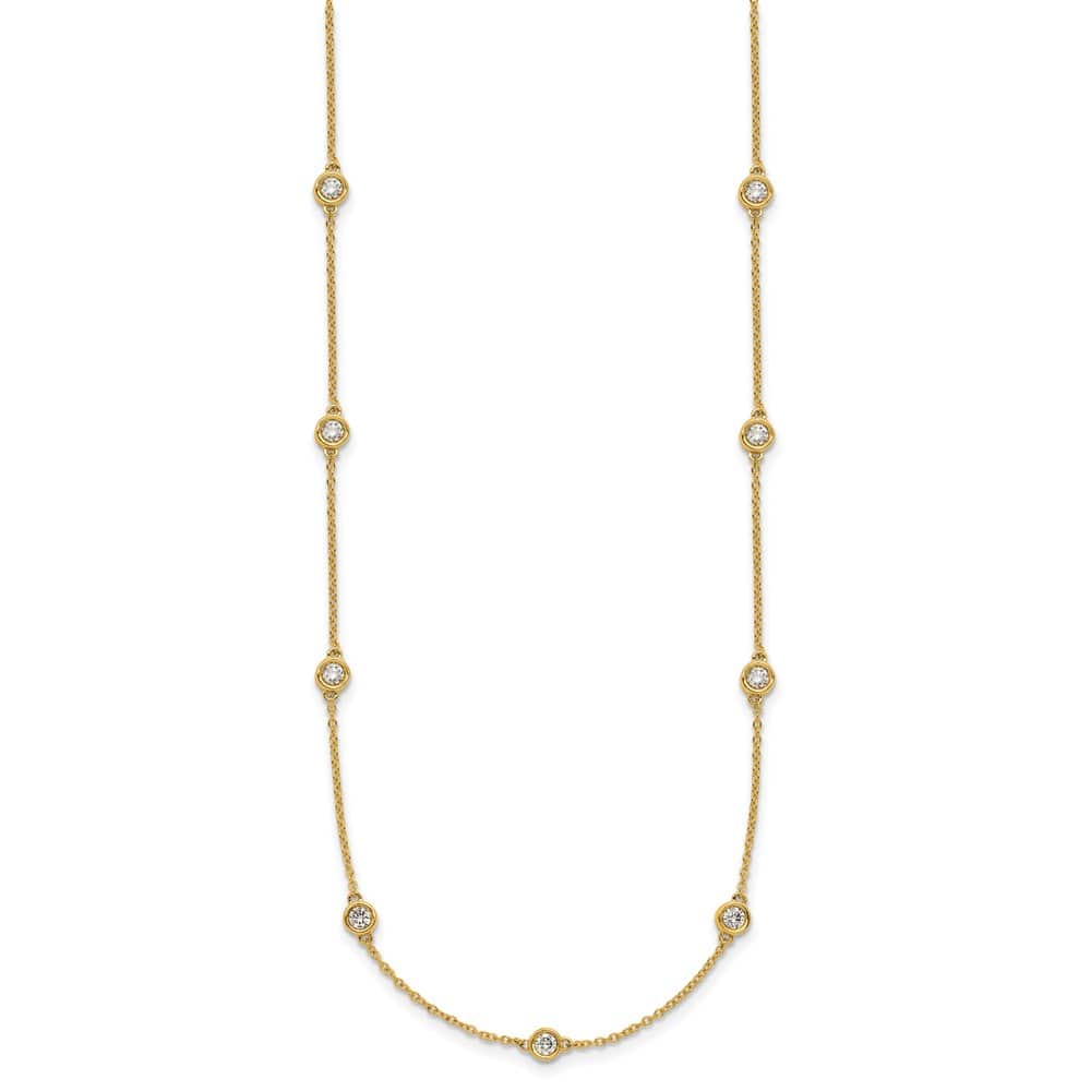 14K Yellow Gold 3/4 carat Diamond Chain 13-Station 16 inch Necklace
