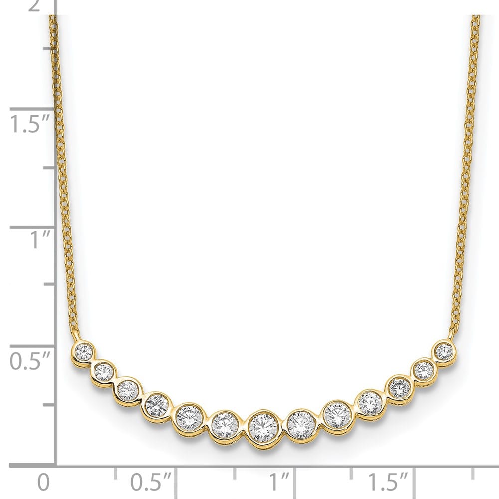 14K Yellow Gold 3/4 carat Lab Grown Diamond Bar 18 inch Necklace