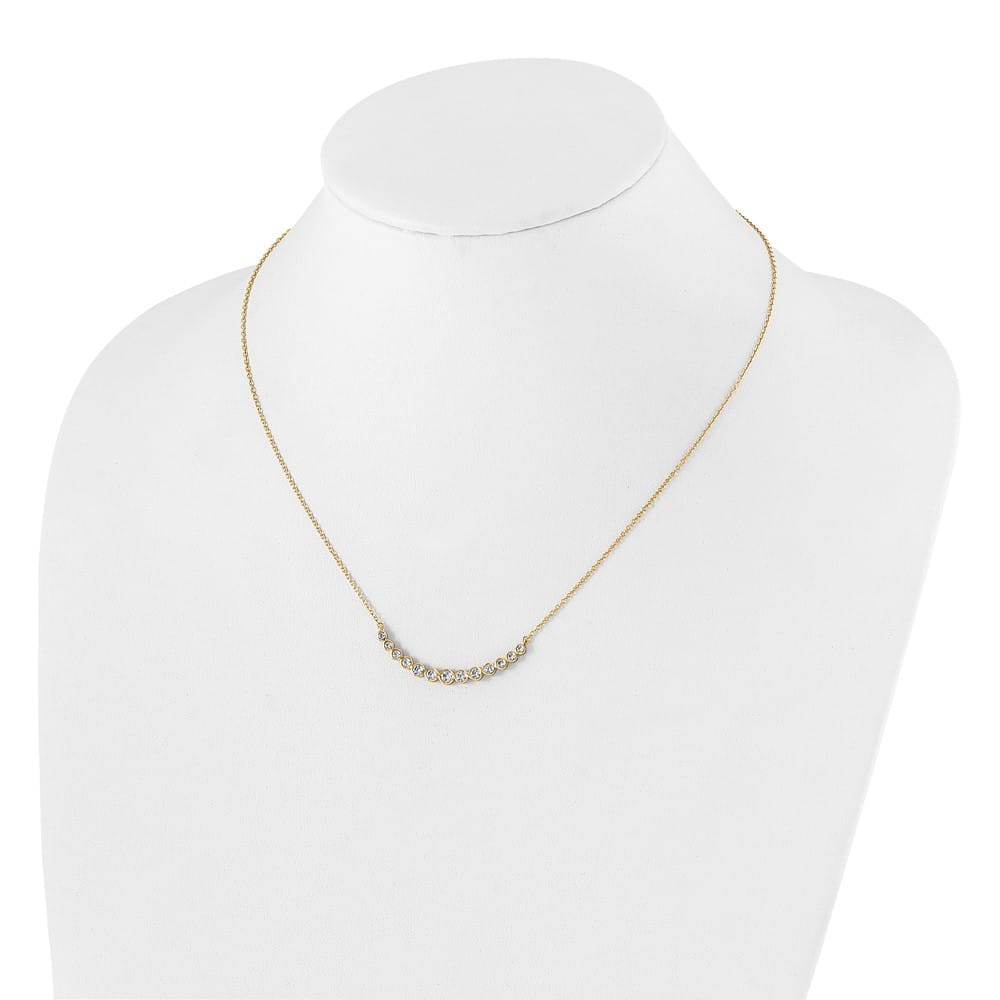 14K Yellow Gold 3/4 carat Lab Grown Diamond Bar 18 inch Necklace