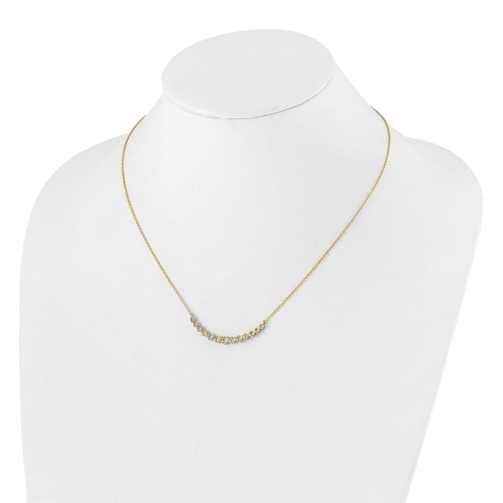 14K Yellow Gold 3/4 carat Lab Grown Diamond Bar 18 inch Necklace