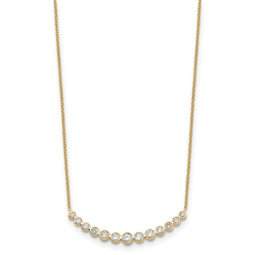14K Yellow Gold 3/4 carat Lab Grown Diamond Bar 18 inch Necklace