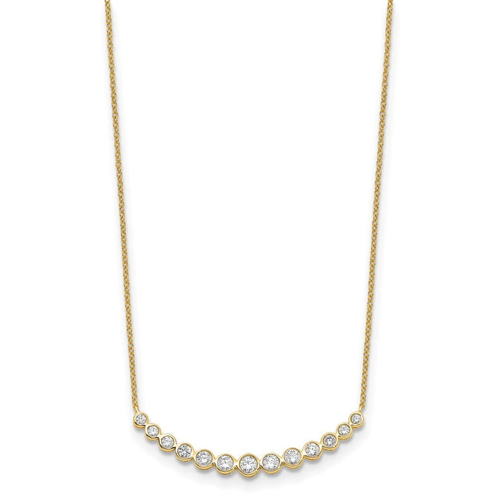 14K Yellow Gold 3/4 carat Lab Grown Diamond Bar 18 inch Necklace