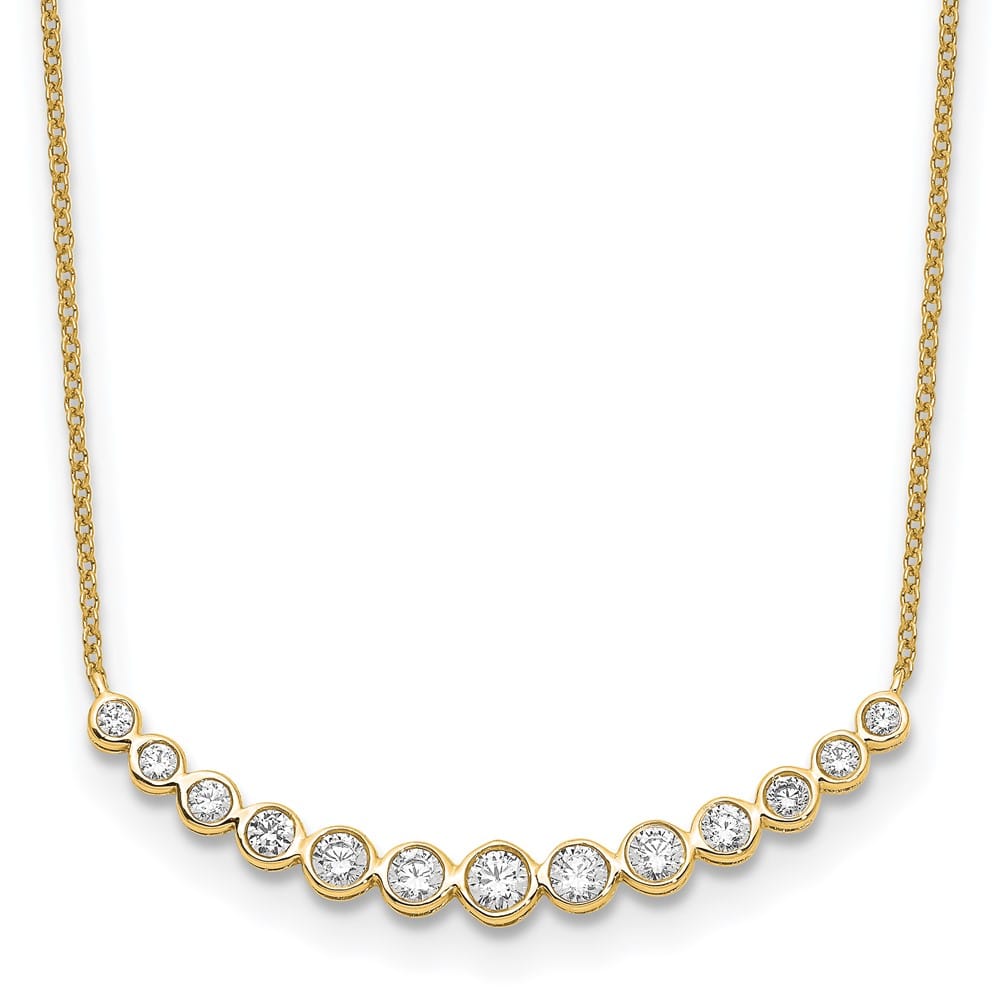 14K Yellow Gold 3/4 carat Lab Grown Diamond Bar 18 inch Necklace