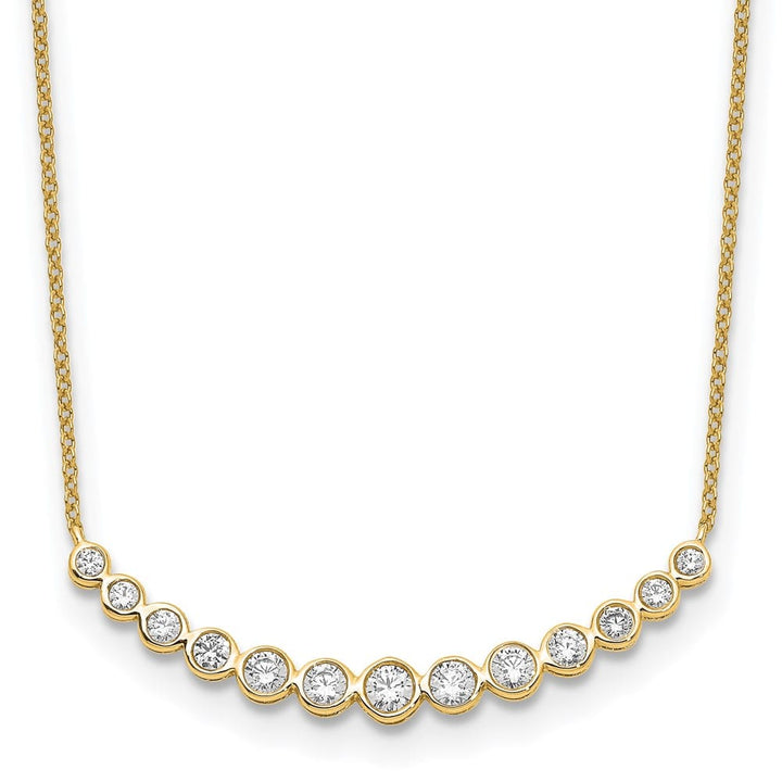14K Yellow Gold 3/4 carat Lab Grown Diamond Bar 18 inch Necklace