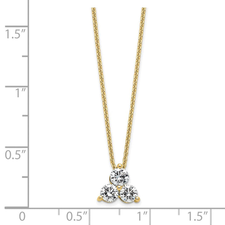 14K Yellow Gold 3/4 carat Lab Grown Diamond Cluster 18 inch Necklace