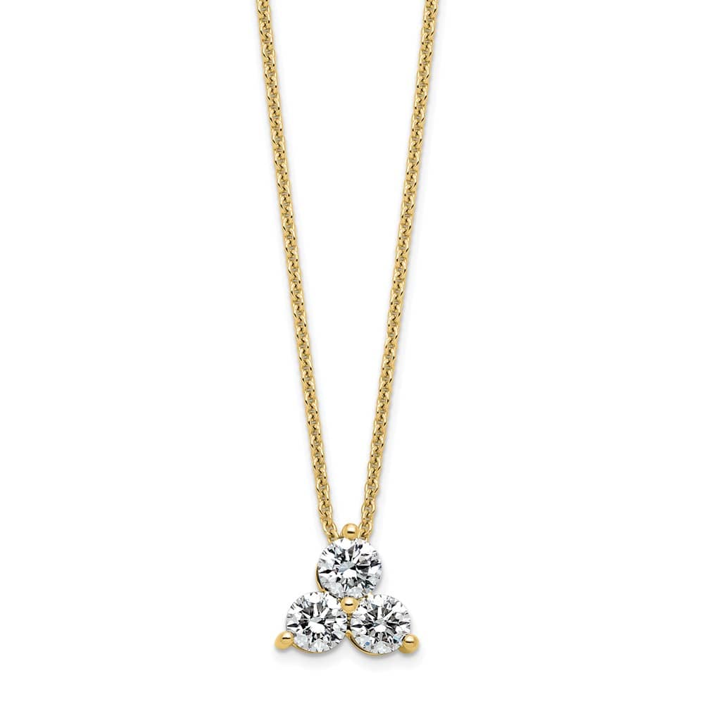 14K Yellow Gold 3/4 carat Lab Grown Diamond Cluster 18 inch Necklace