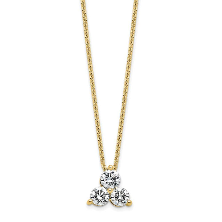 14K Yellow Gold 3/4 carat Lab Grown Diamond Cluster 18 inch Necklace