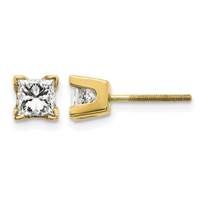 14K Yellow Gold 3/4 ct I1 G-I Princess-Cut Diamond Studs