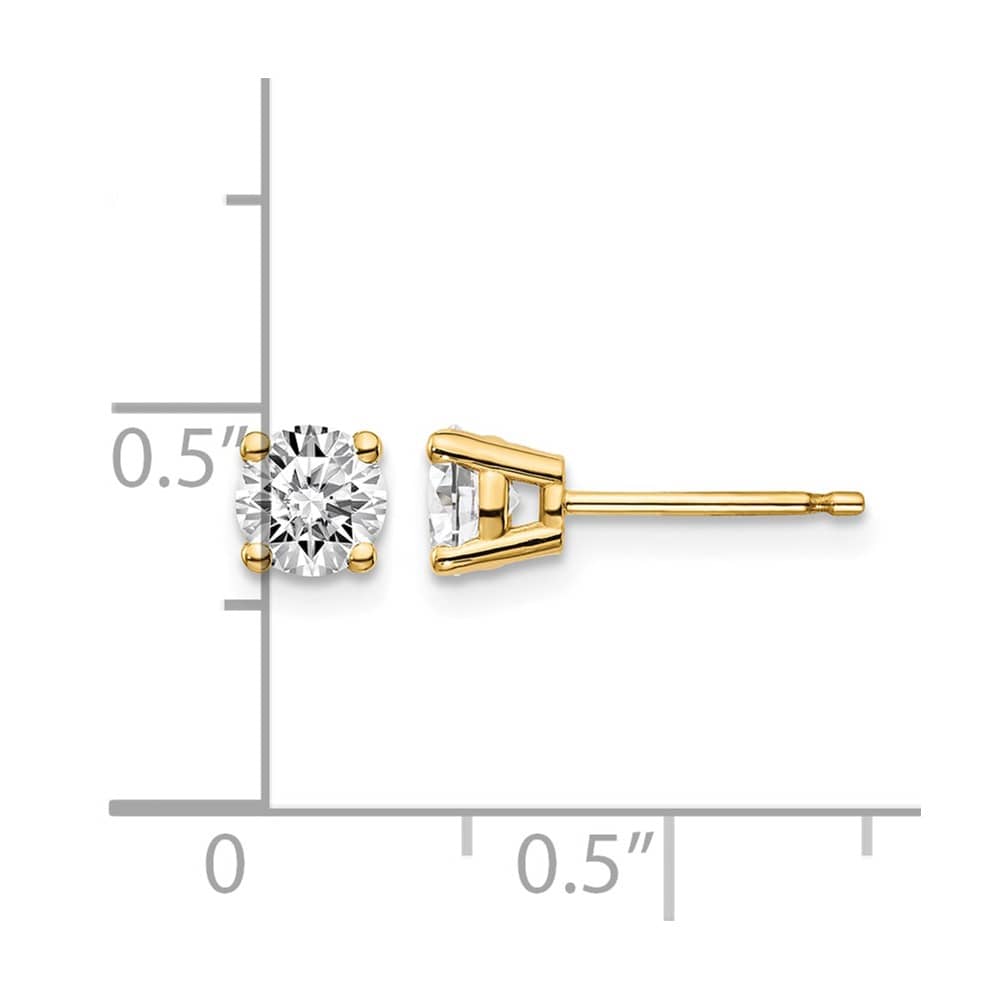 14K Yellow Gold 3/4 ct I1 J-K Diamond Push Back Stud Earrings