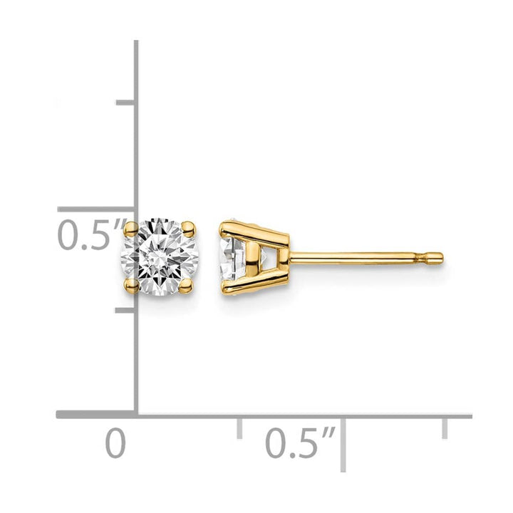 14K Yellow Gold 3/4 ct I1 J-K Diamond Push Back Stud Earrings