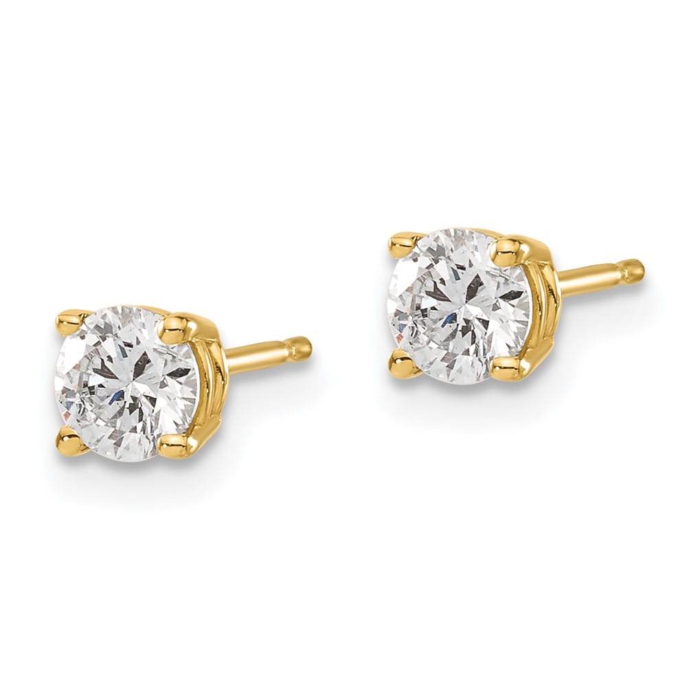 14K Yellow Gold 3/4 ct I1 J-K Diamond Push Back Stud Earrings
