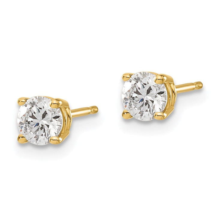 14K Yellow Gold 3/4 ct I1 J-K Diamond Push Back Stud Earrings