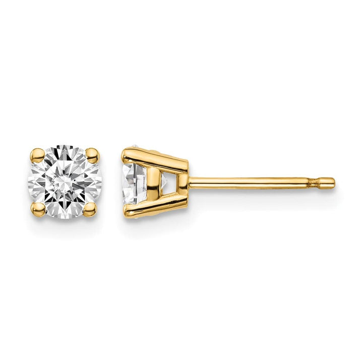 14K Yellow Gold 3/4 ct I1 J-K Diamond Push Back Stud Earrings