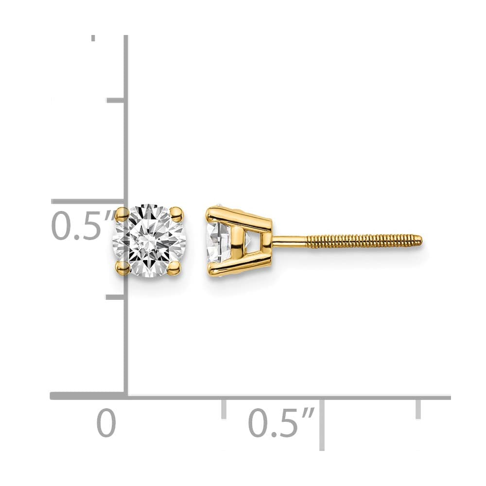 14K Yellow Gold 3/4 ct SI3 G-I Diamond Screw Back Stud Earrings