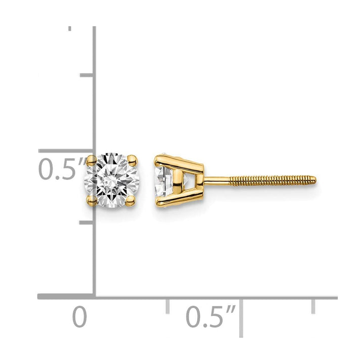 14K Yellow Gold 3/4 ct SI3 G-I Diamond Screw Back Stud Earrings