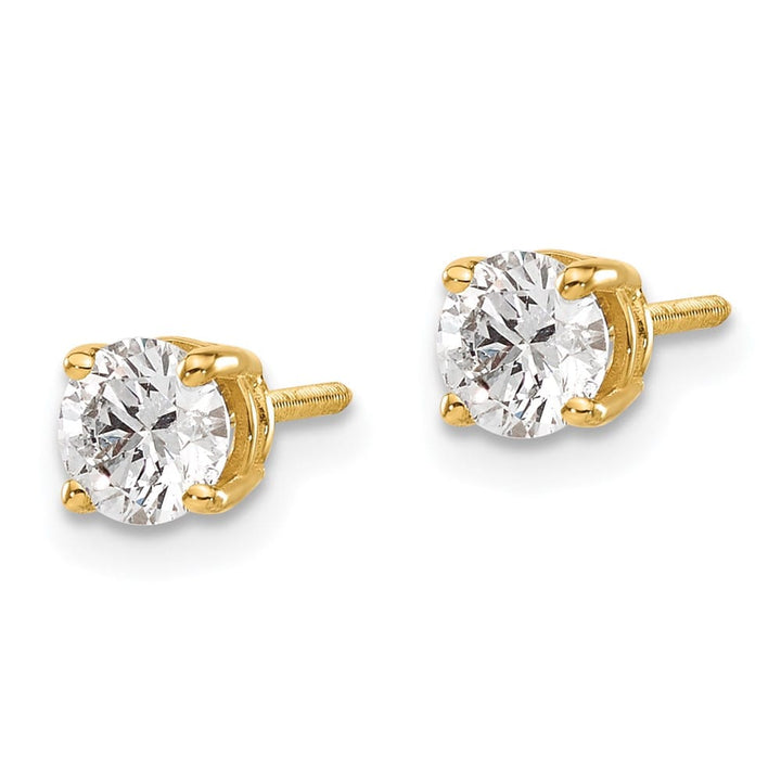 14K Yellow Gold 3/4 ct SI3 G-I Diamond Screw Back Stud Earrings