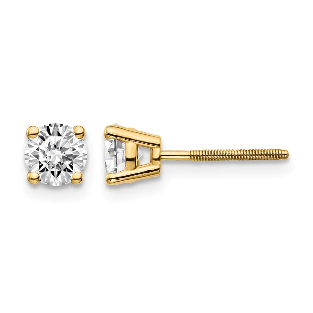 14K Yellow Gold 3/4 ct SI3 G-I Diamond Screw Back Stud Earrings
