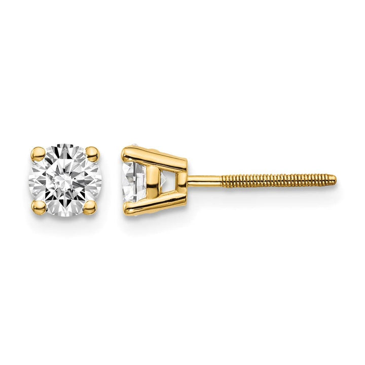 14K Yellow Gold 3/4 ct SI3 G-I Diamond Screw Back Stud Earrings