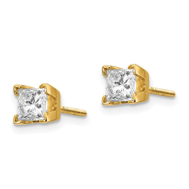 14K Yellow Gold 3/4 ct SI3 G-I Princess-Cut Diamond Studs