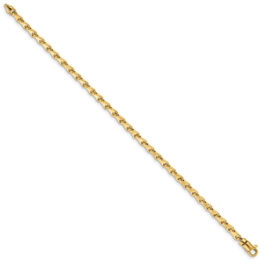 14K Yellow Gold 3.4mm Hand Fancy Link Bracelet 7 Inch