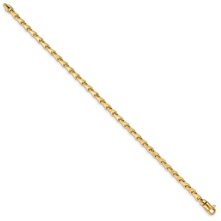 14K Yellow Gold 3.4mm Hand Fancy Link Bracelet 7 Inch