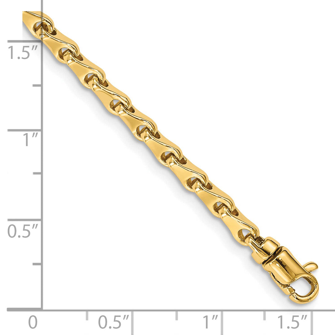 14K Yellow Gold 3.4mm Hand Fancy Link Bracelet 7 Inch