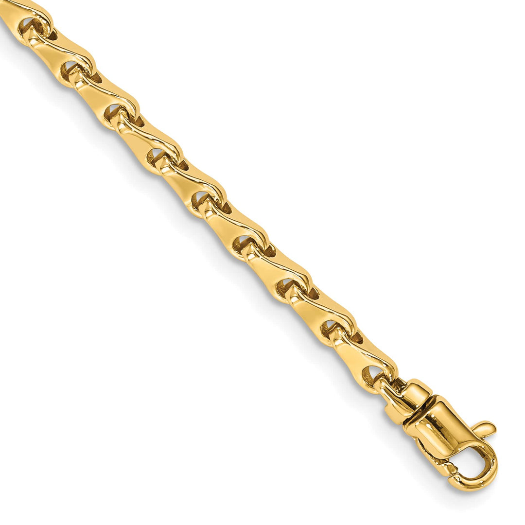 14K Yellow Gold 3.4mm Hand Fancy Link Bracelet 7 Inch