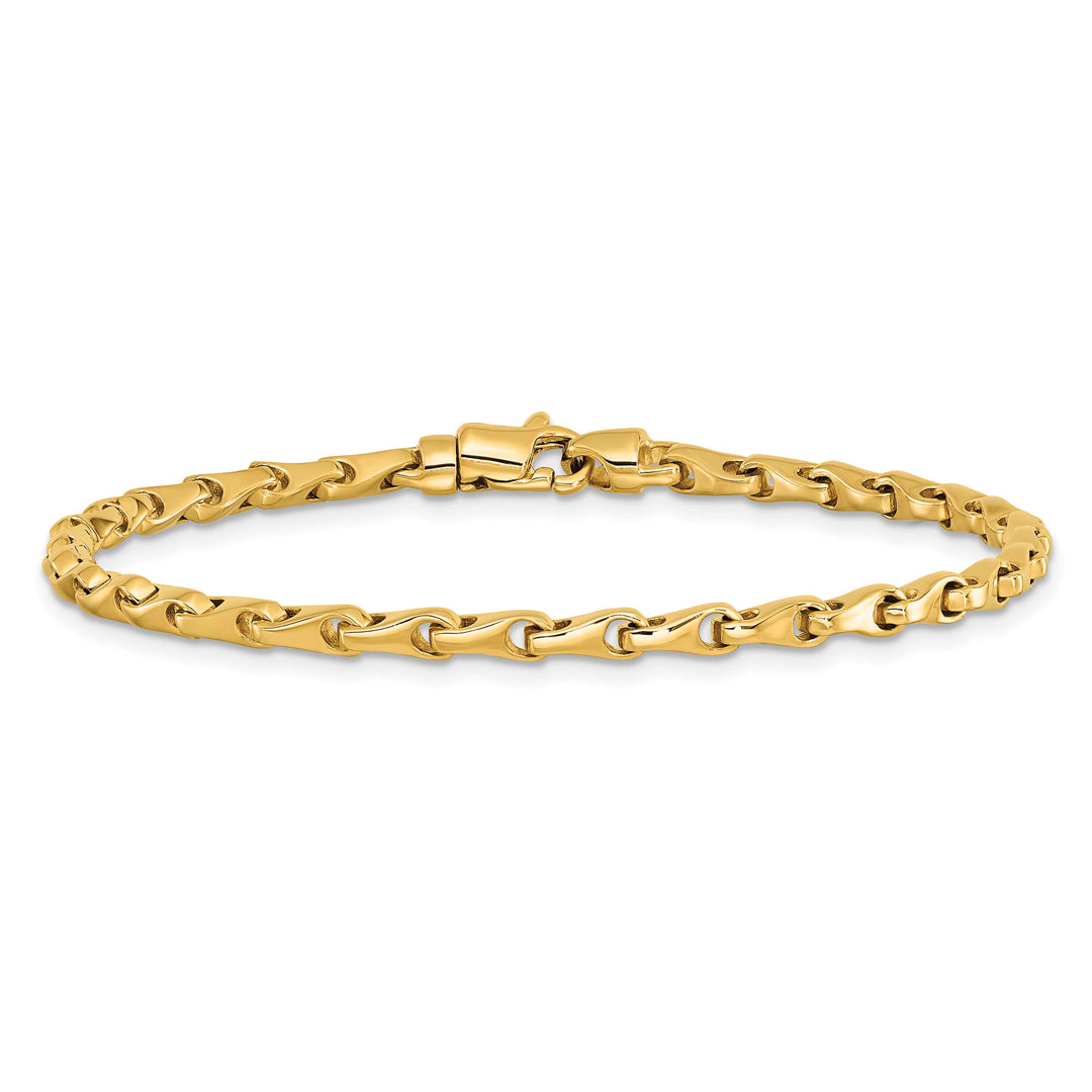 14K Yellow Gold 3.4mm Hand Fancy Link Bracelet 7 Inch